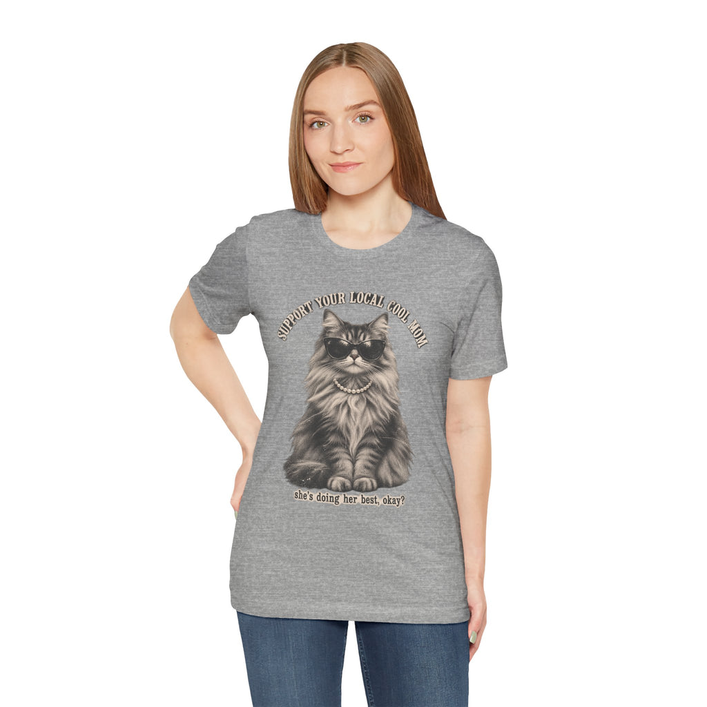 Cat T-Shirt — "Support Your Woman, Your Mom, Your Doge" Cute Vintage Cat Graphic Tee