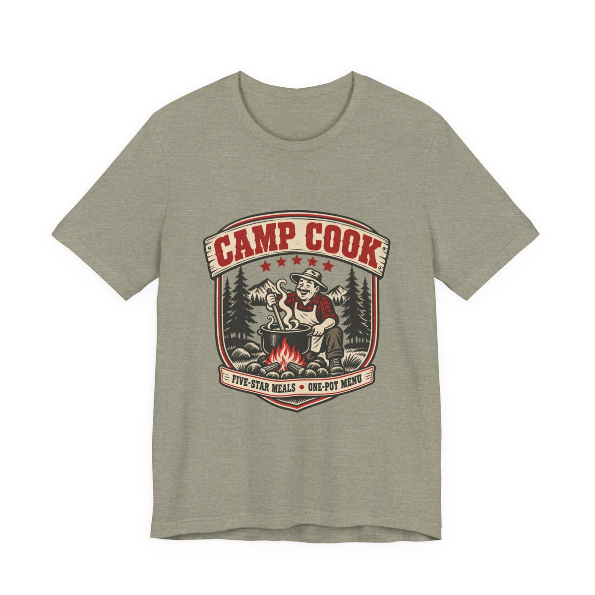 Camp Cook T-Shirt — Five-Star Meals One-Pot Menu Vintage Camping Tee