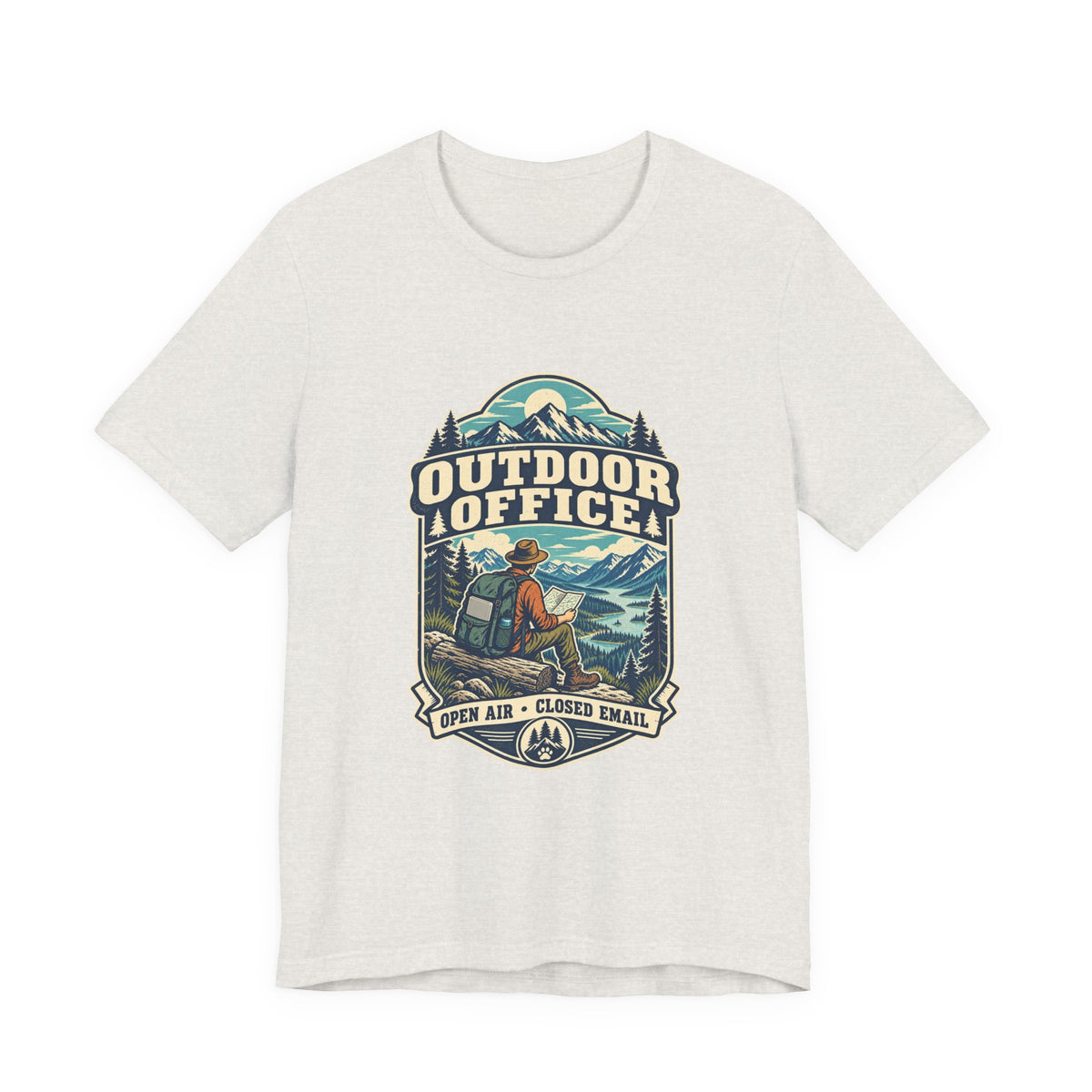 Outdoor Office T-Shirt — Open Air Closed Email Vintage Hiking and Mountain Adventure Tee