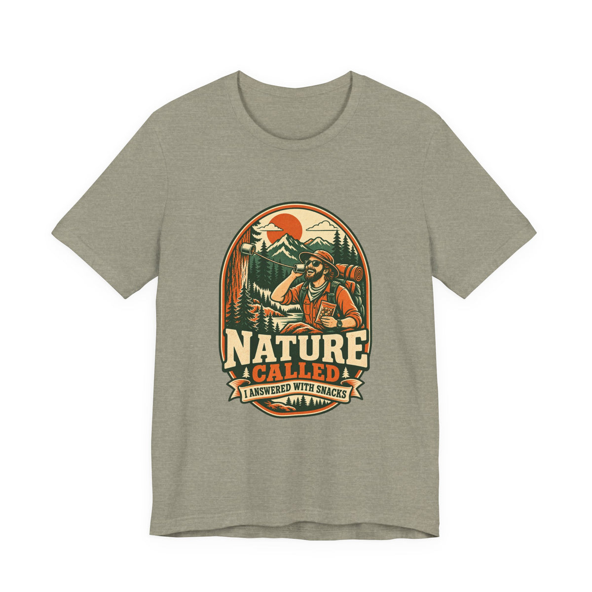 Nature Called, I Answered With Snacks T-Shirt — Funny Hiking & Camping Vintage Outdoors Tee