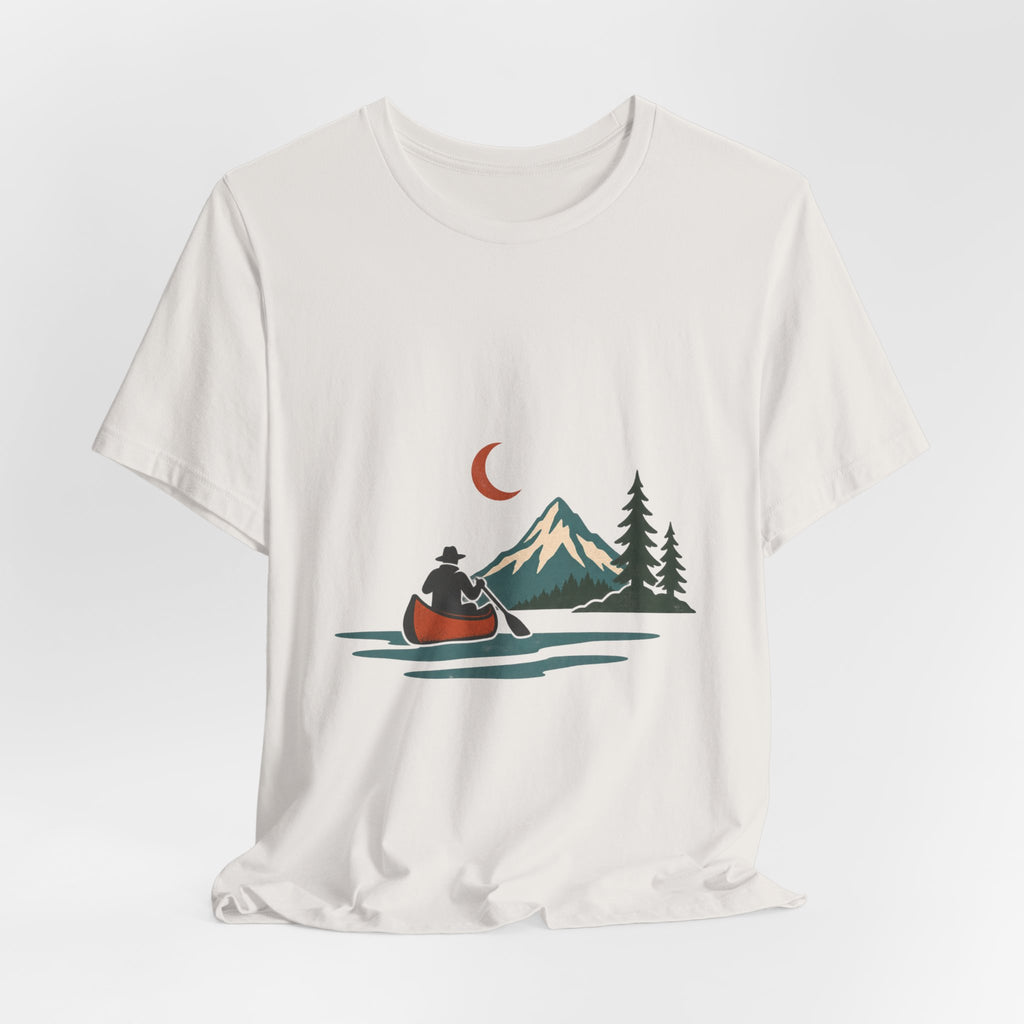 Vintage Canoe Moon T-Shirt — Mountain Lake Paddler Wilderness Tee