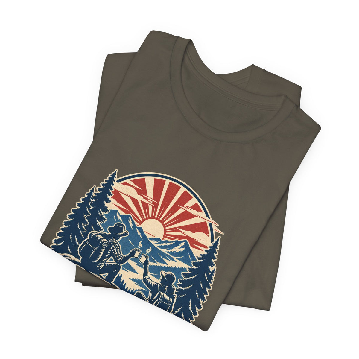 Sunrise Crew Hiking Tee — Running on Coffee & Views Vintage Mountain Shirt