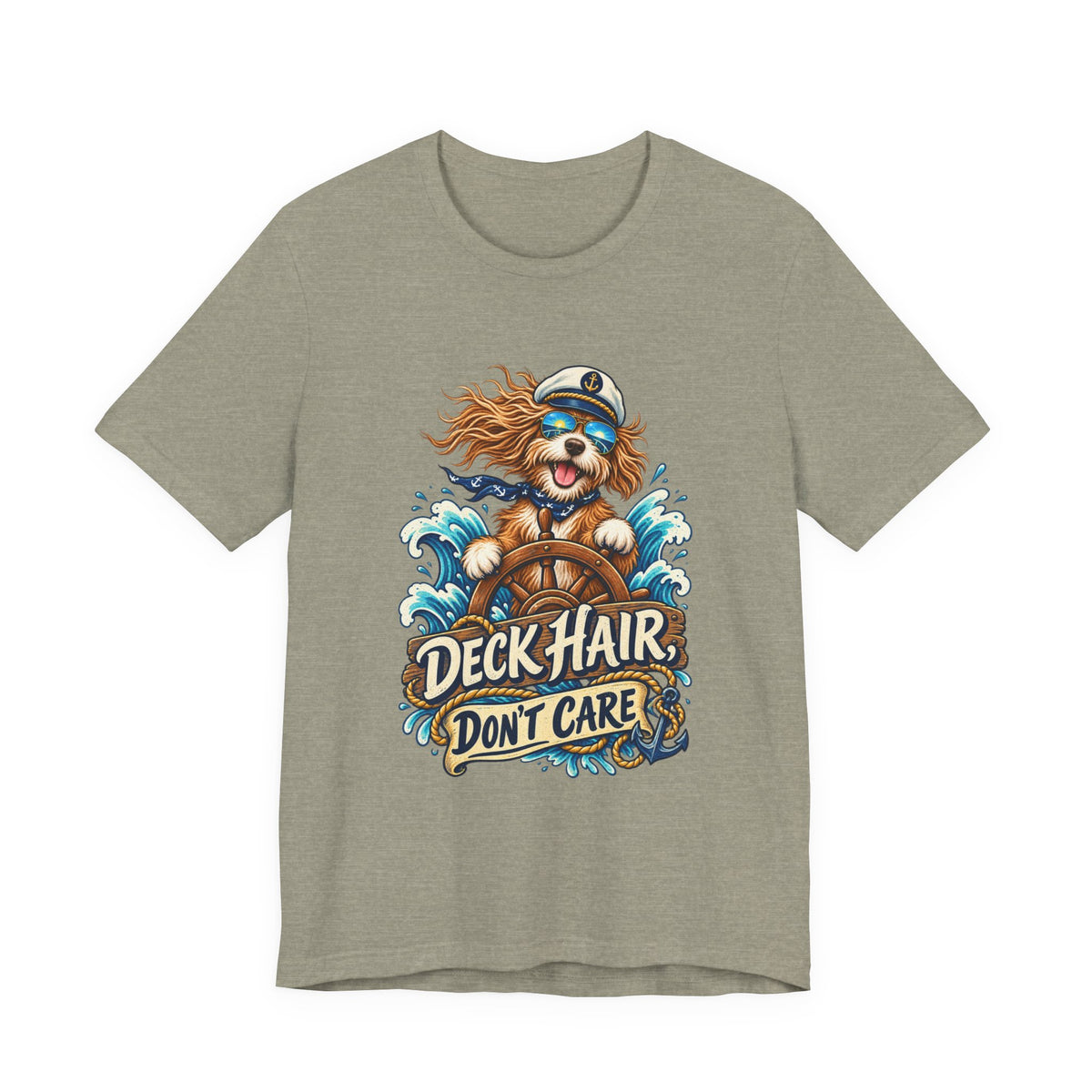 Deck Hair Don’t Care Dog Sailor T-Shirt — Funny Nautical Sea Dog Vintage Tee