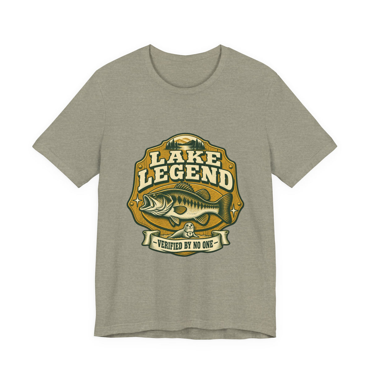 Lake Legend Fishing T-Shirt — Vintage Bass and “Verified by No One” Lake Life Tee