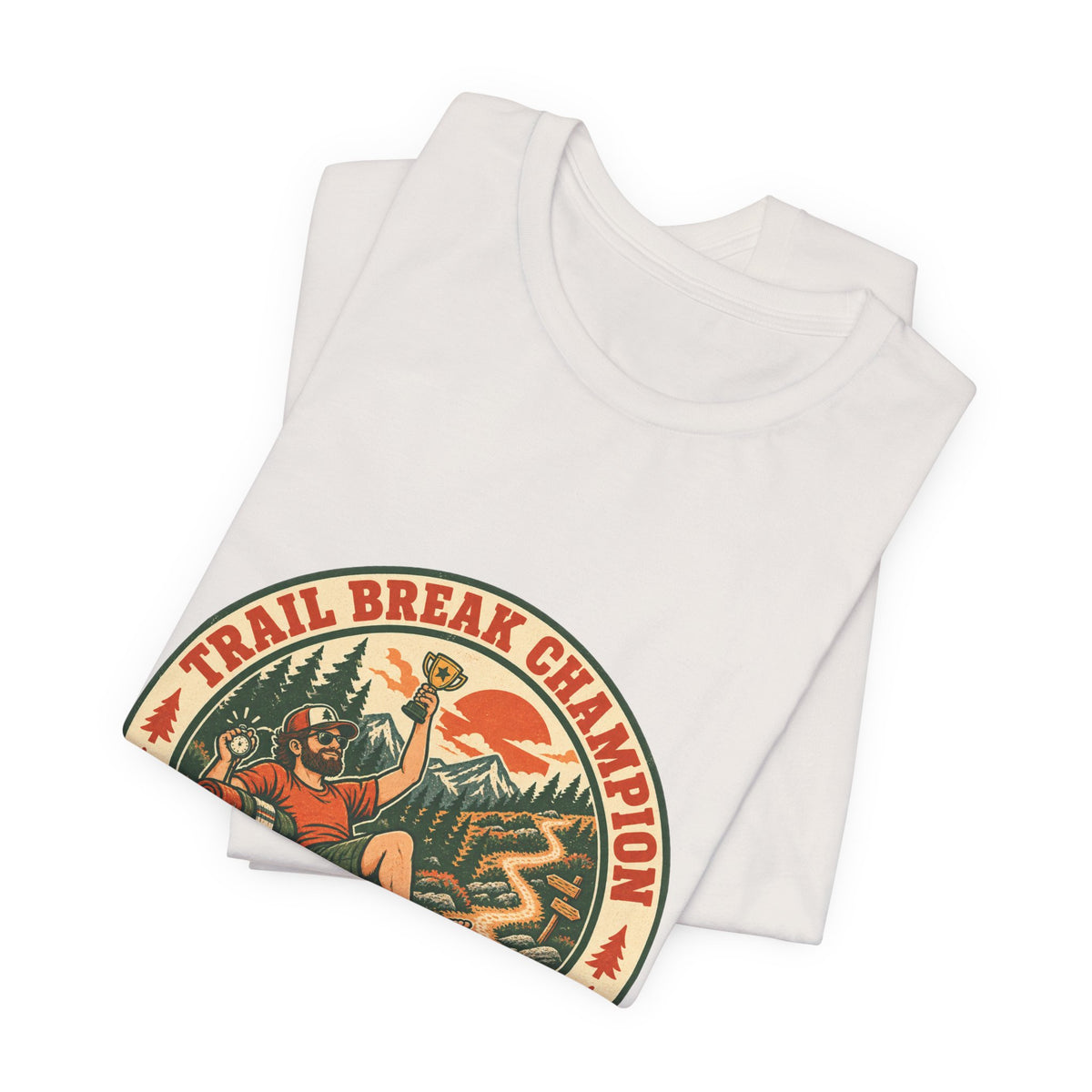 Trail Break Champion T-Shirt — Underrated Since Mile One Vintage Hiking Badge Tee