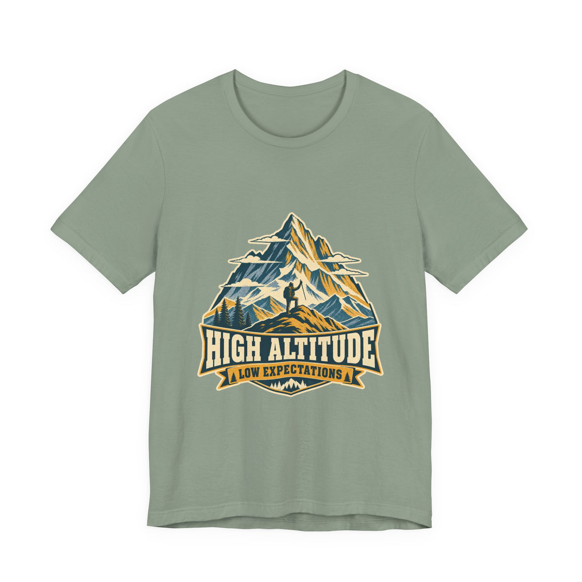 High Altitude Low Expectations T-Shirt — Vintage Mountain Hiking Tee