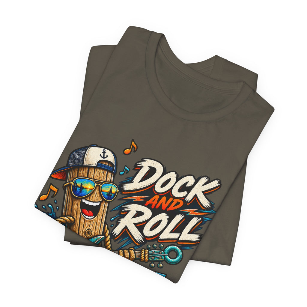 Dock and Roll T-Shirt, Funny Nautical Guitar Vintage Lake Life Tee
