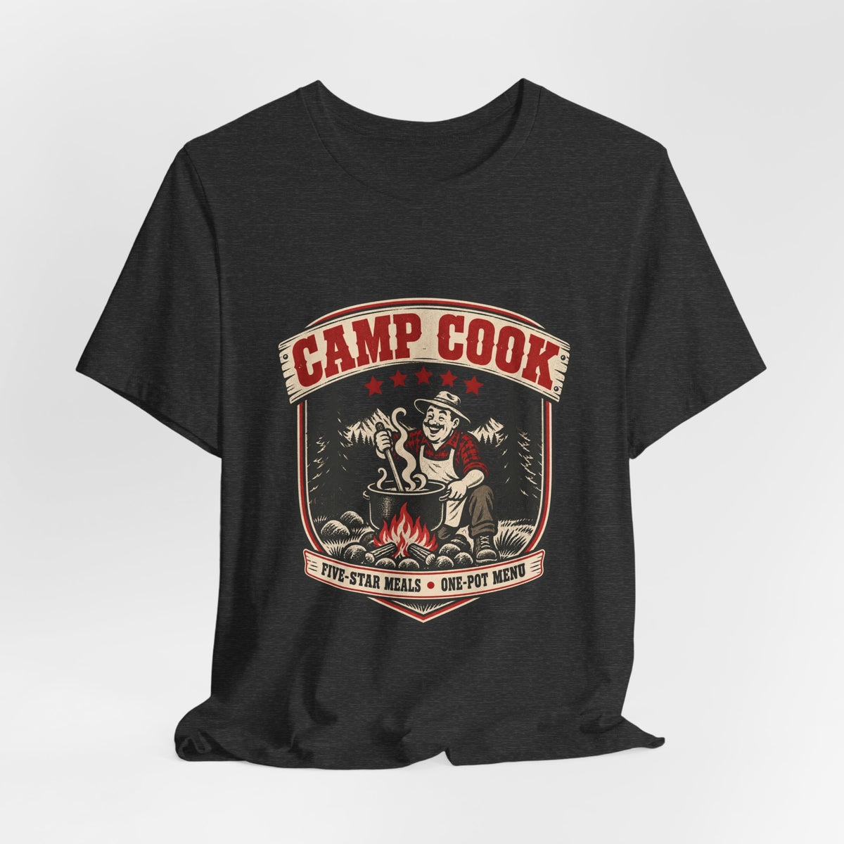 Camp Cook T-Shirt — Five-Star Meals One-Pot Menu Vintage Camping Tee