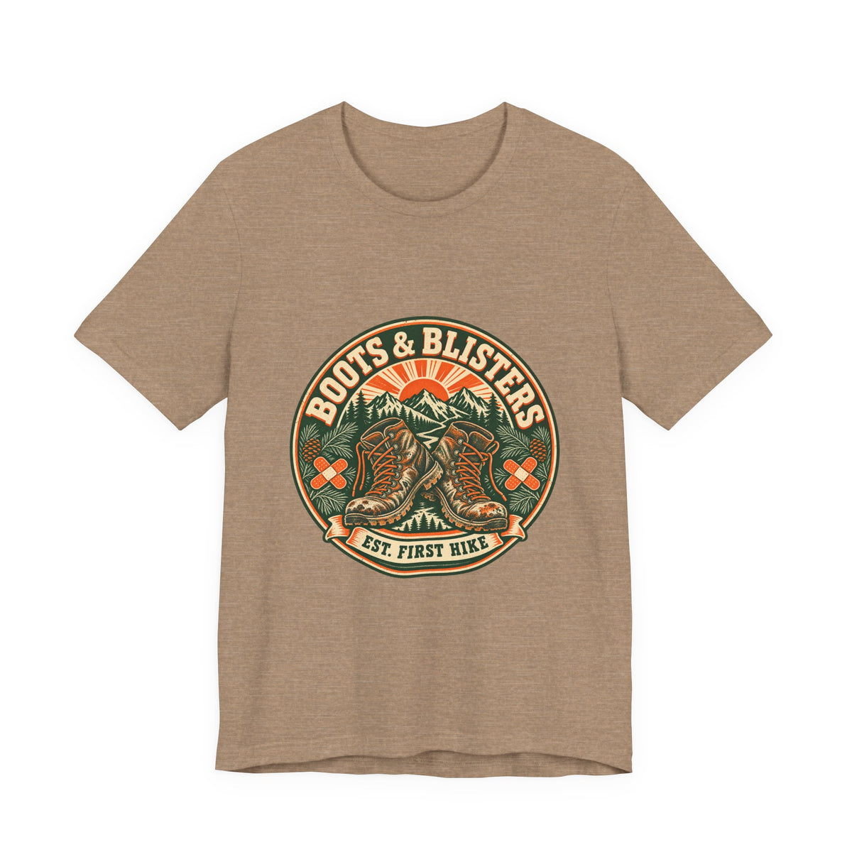 Boots & Blisters T-Shirt — Vintage Hiking Boots Mountain Trail Tee