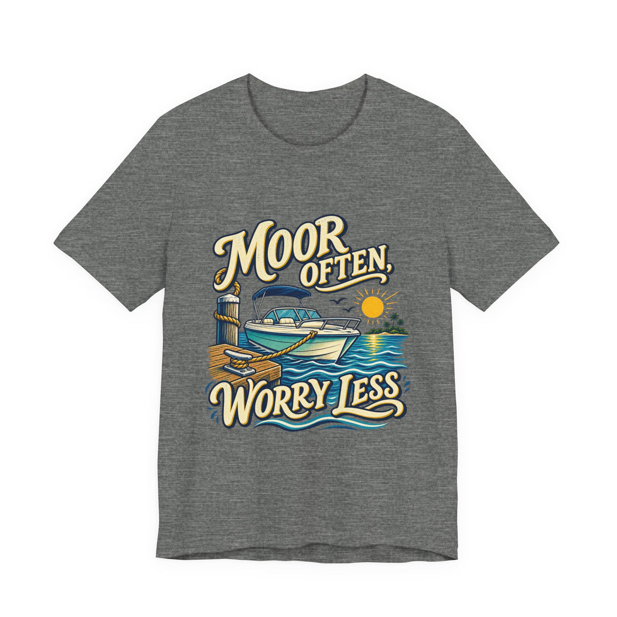 Moor Often Worry Less Boat T-Shirt — Vintage Boating and Lake Life Humor Tee