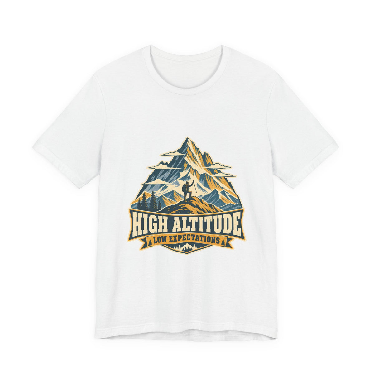 High Altitude Low Expectations T-Shirt — Vintage Mountain Hiking Tee