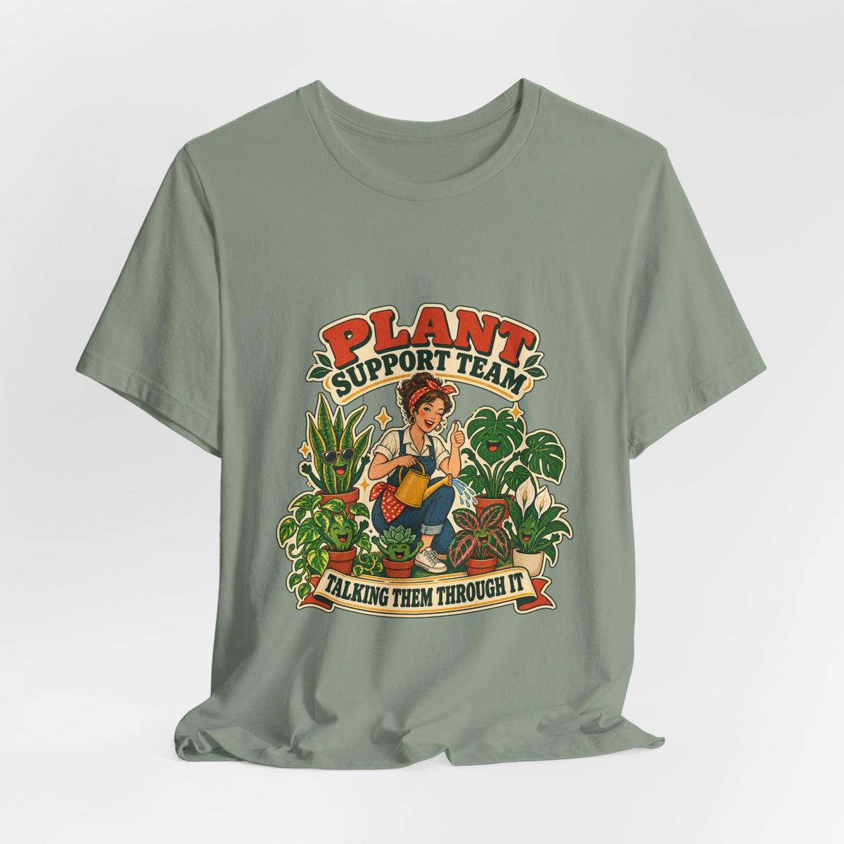 Plant Support Team T-Shirt, Talking Them Through It Vintage Plant Lady Tee