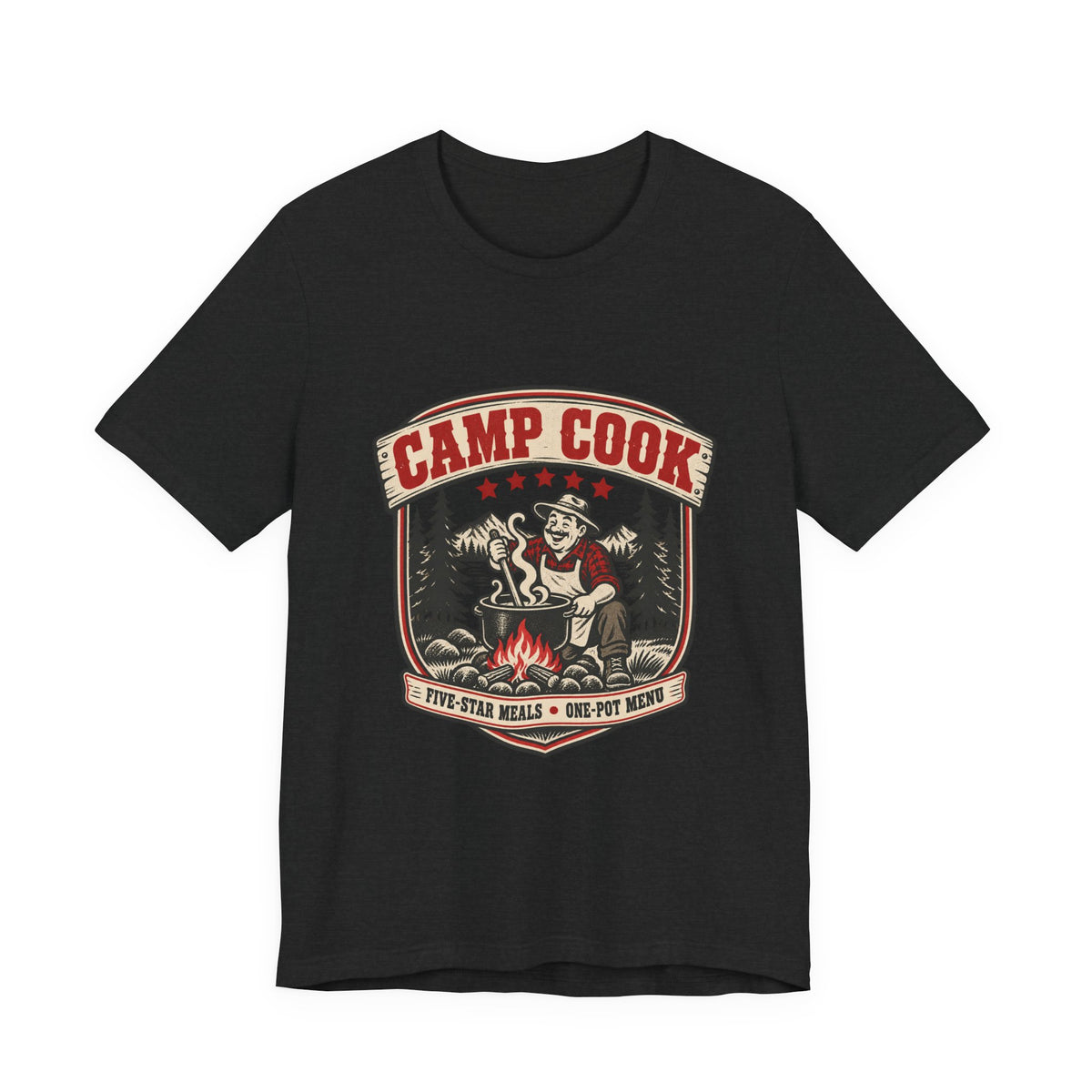 Camp Cook T-Shirt — Five-Star Meals One-Pot Menu Vintage Camping Tee