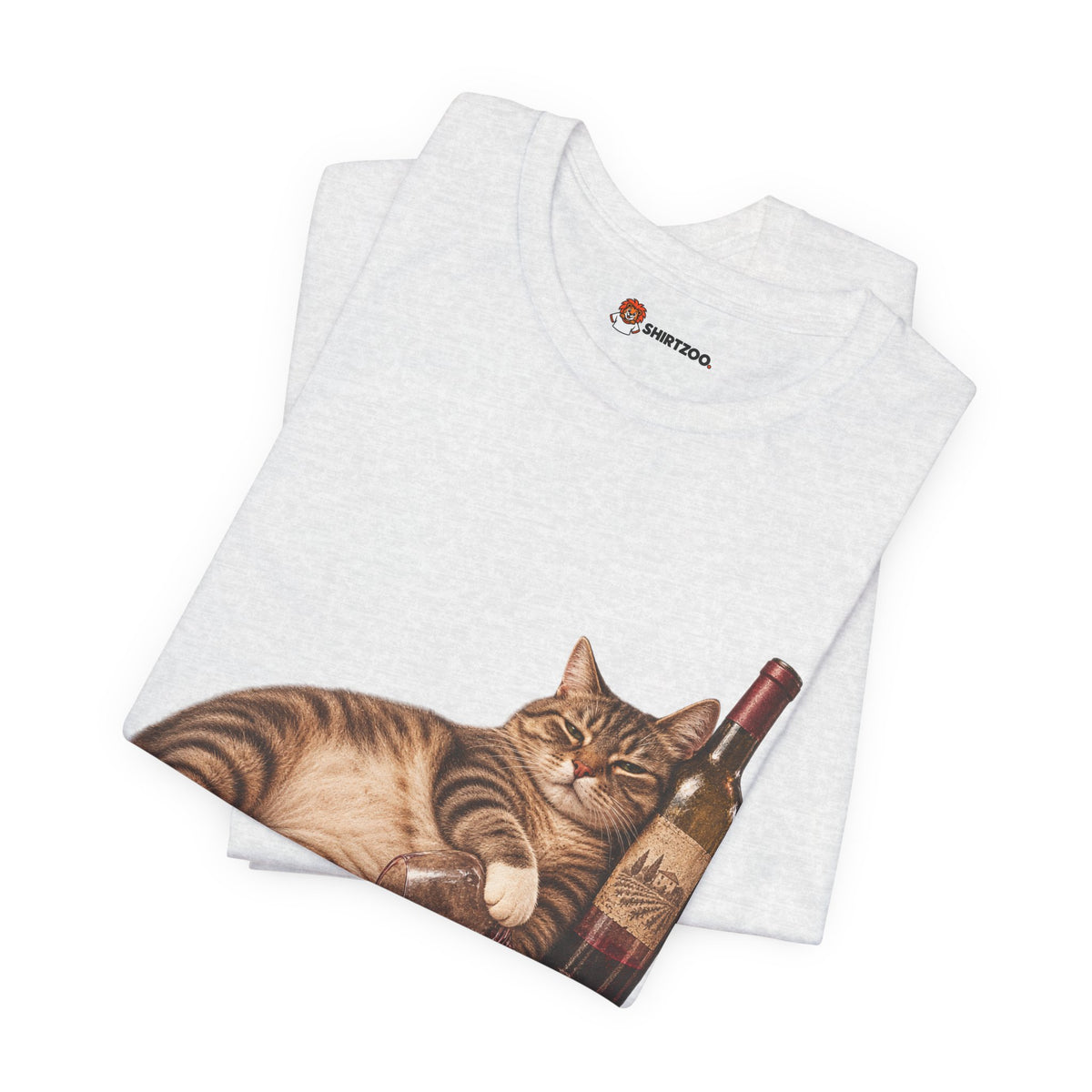 Wine O'Clock Mom T-Shirt — Cat with Wine Bottle Graphic