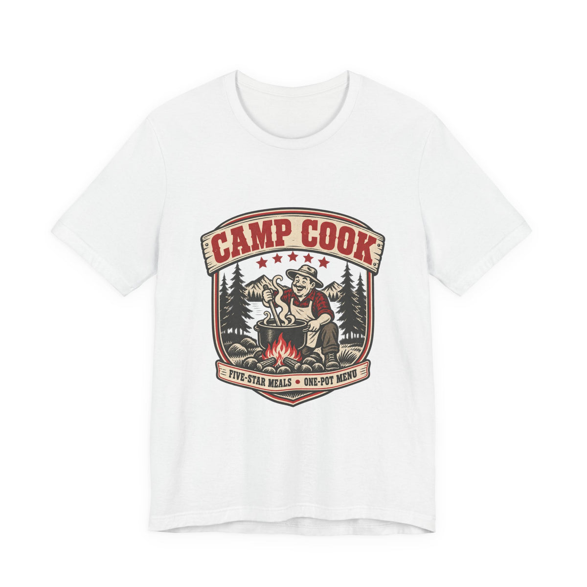 Camp Cook T-Shirt — Five-Star Meals One-Pot Menu Vintage Camping Tee