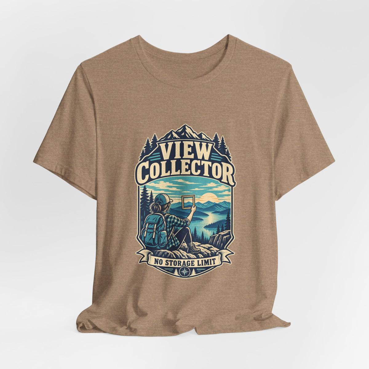 View Collector T-Shirt — No Storage Limit Mountain Lake Hiking Photographer Tee