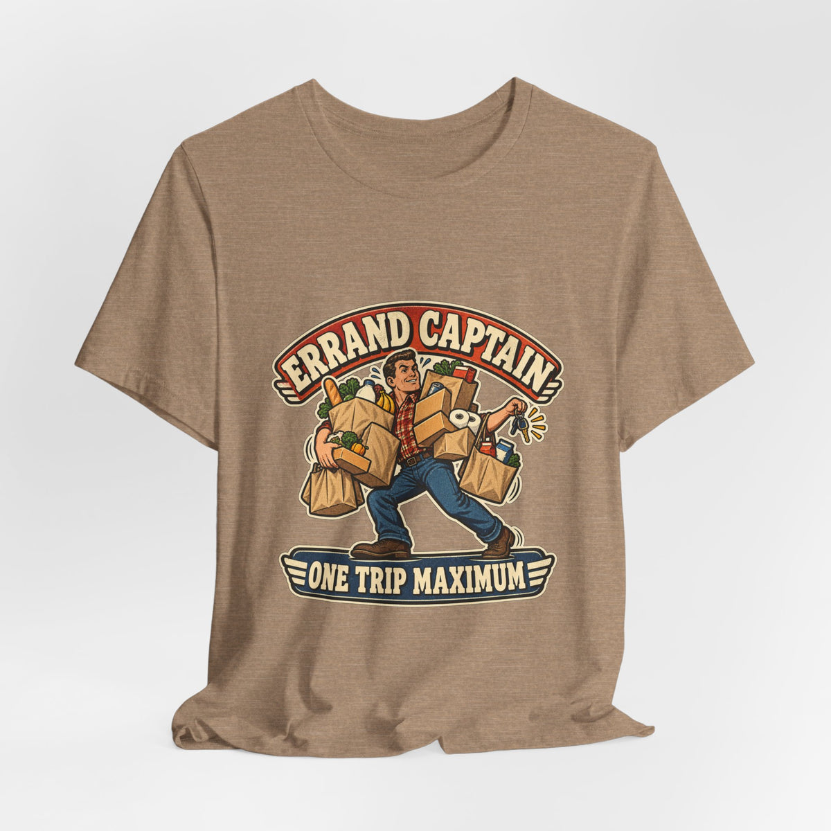 Errand Captain One Trip Maximum T-Shirt — Retro Grocery Haul Humor Tee