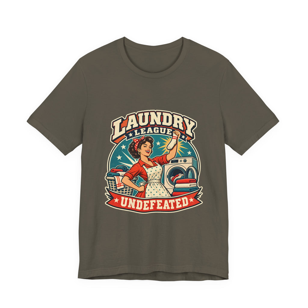 Laundry League Undefeated T-Shirt, Vintage Retro Laundry Room Humor Tee