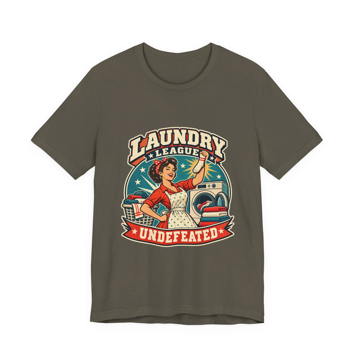 Laundry League Undefeated T-Shirt, Vintage Retro Laundry Room Humor Tee