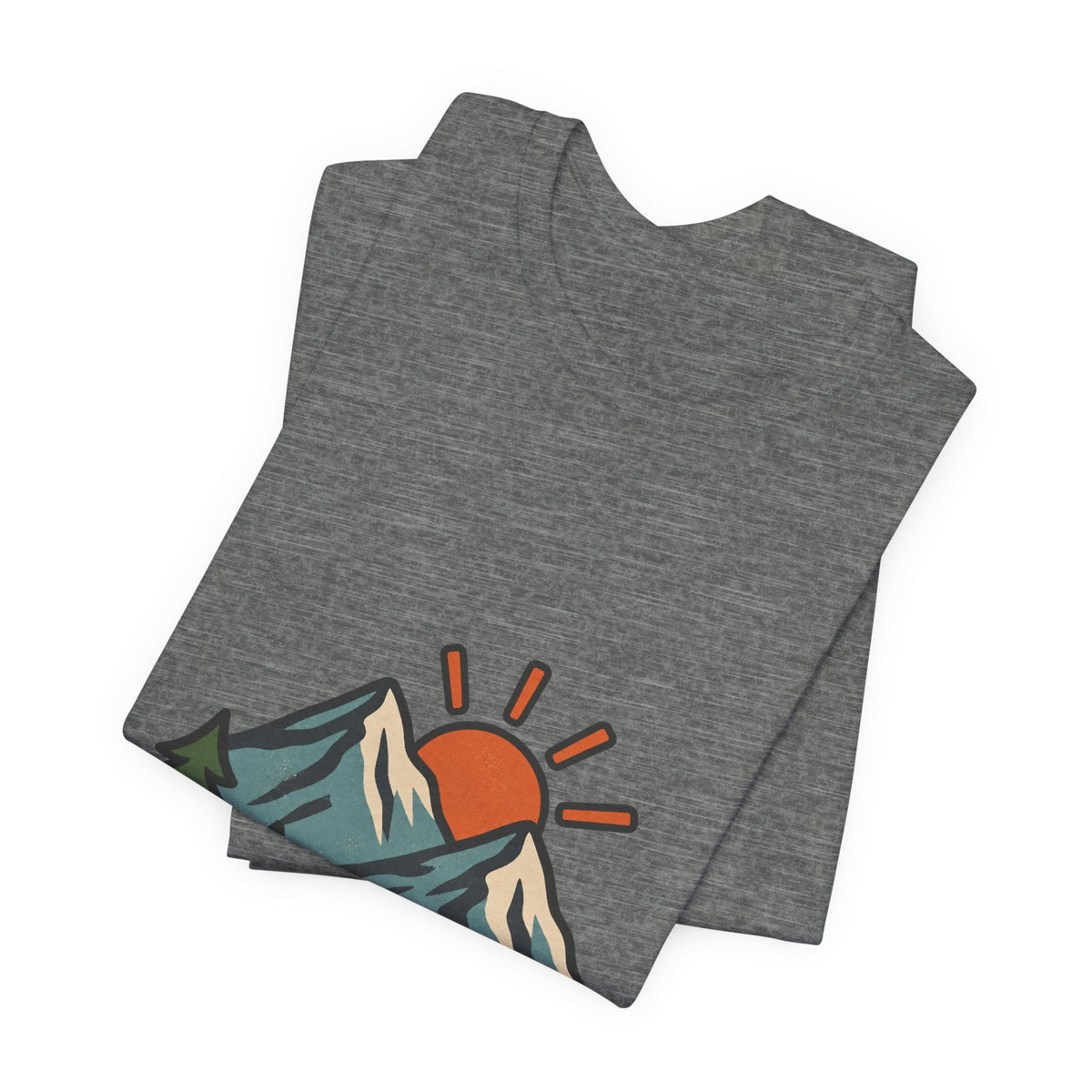 Vintage Mountain Sunrise T-Shirt — Retro Pine Trees, Scenic Hiking Trail & Outdoor Adventure Tee
