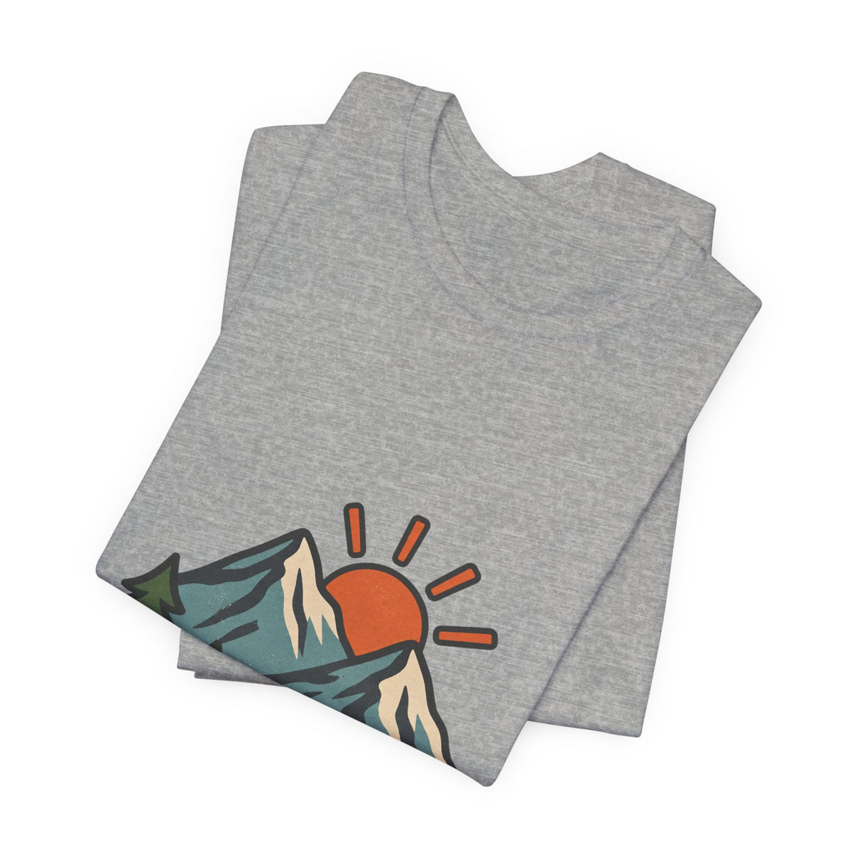 Vintage Mountain Sunrise T-Shirt — Retro Pine Trees, Scenic Hiking Trail & Outdoor Adventure Tee