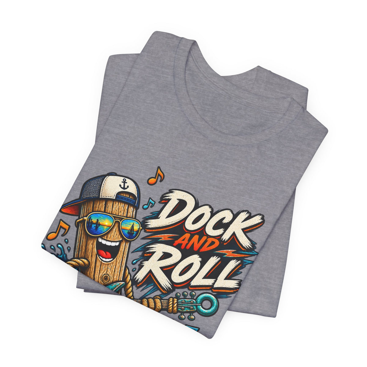 Dock and Roll T-Shirt, Funny Nautical Guitar Vintage Lake Life Tee