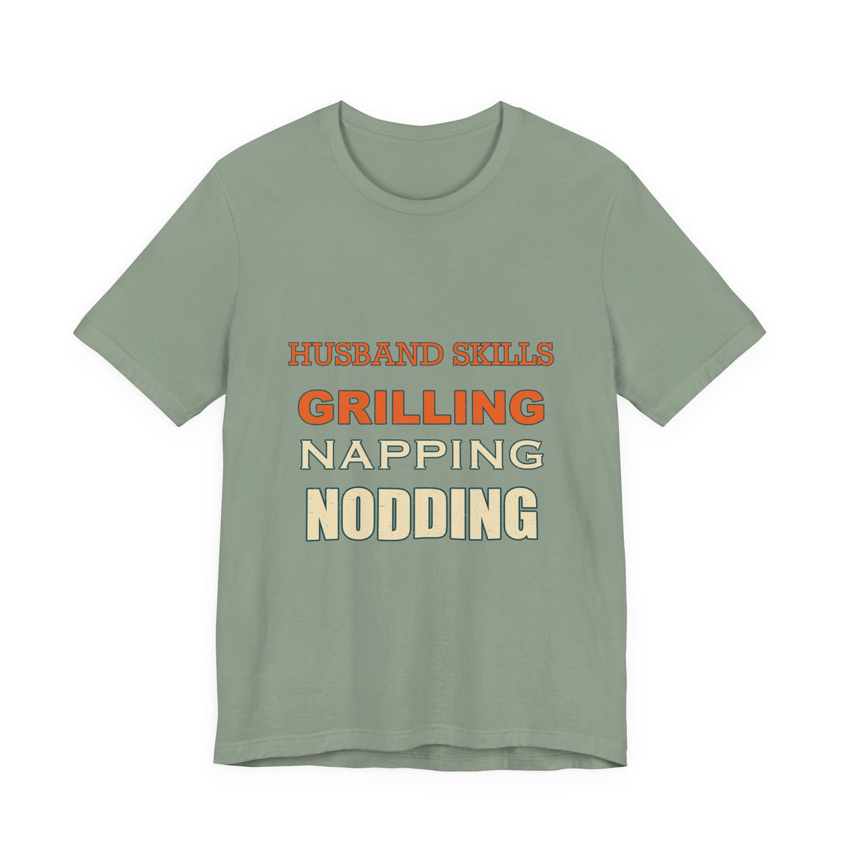 Husband Skills T-Shirt — Grilling, Napping & Nodding Vintage Humor Tee