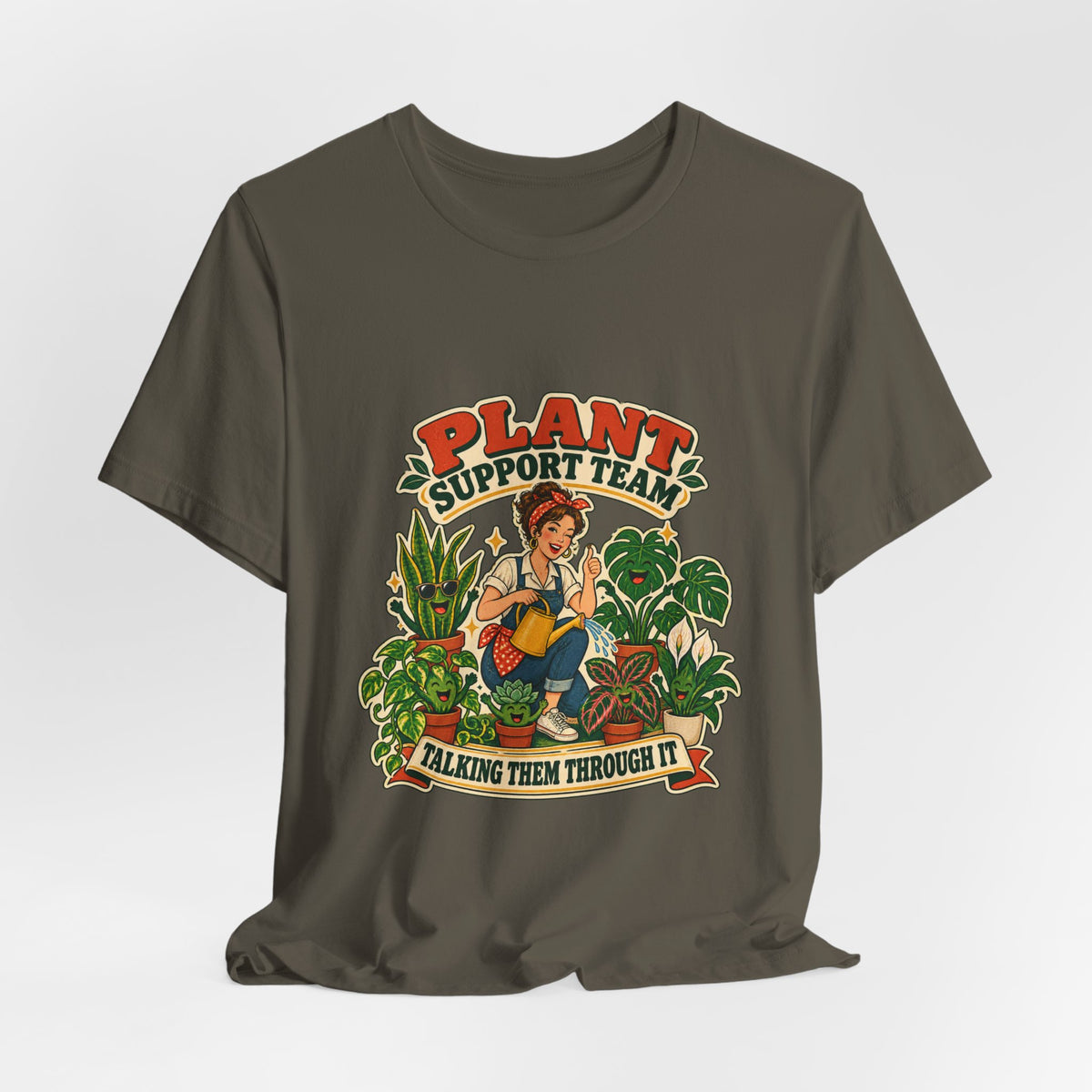 Plant Support Team T-Shirt, Talking Them Through It Vintage Plant Lady Tee