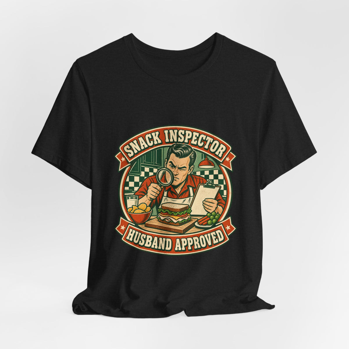 Snack Inspector Husband Approved T-Shirt – Vintage Food Detective Humor Tee
