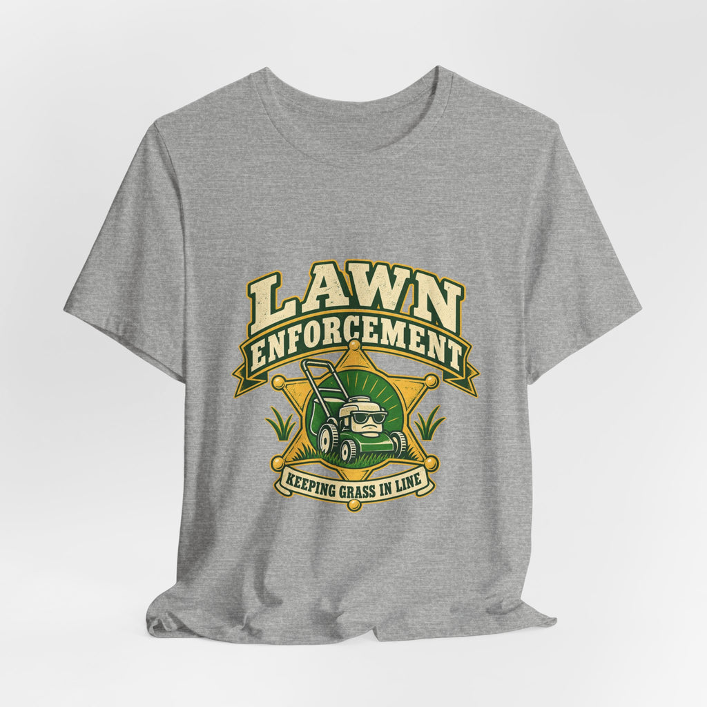 Lawn Enforcement Mower T-Shirt — Keeping Grass in Line Vintage Lawn Care Tee