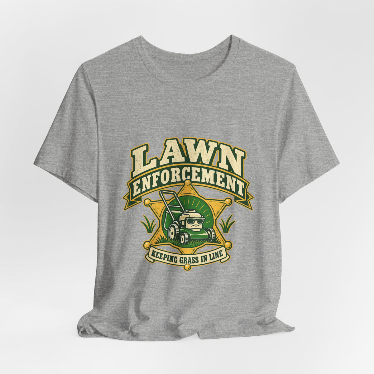 Lawn Enforcement Mower T-Shirt — Keeping Grass in Line Vintage Lawn Care Tee