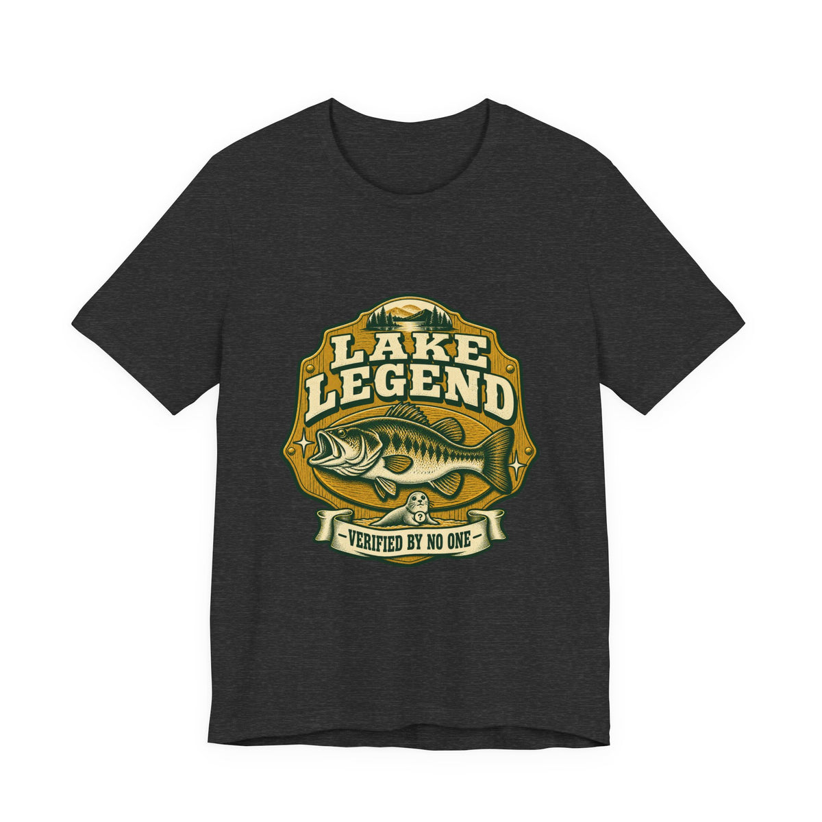 Lake Legend Fishing T-Shirt — Vintage Bass and “Verified by No One” Lake Life Tee
