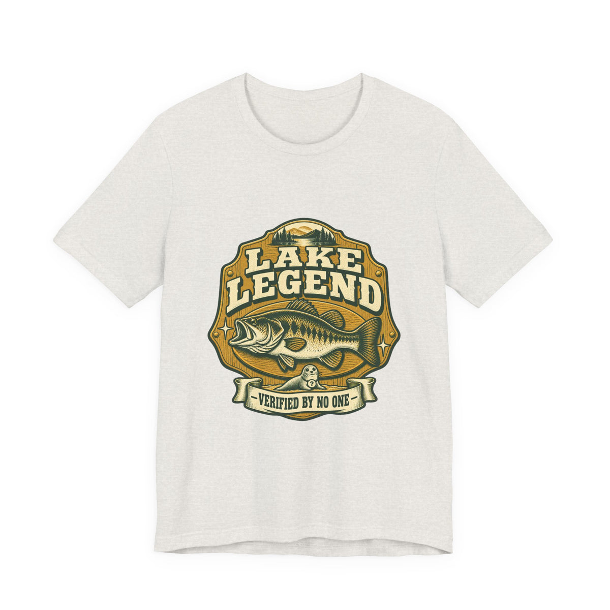 Lake Legend Fishing T-Shirt — Vintage Bass and “Verified by No One” Lake Life Tee