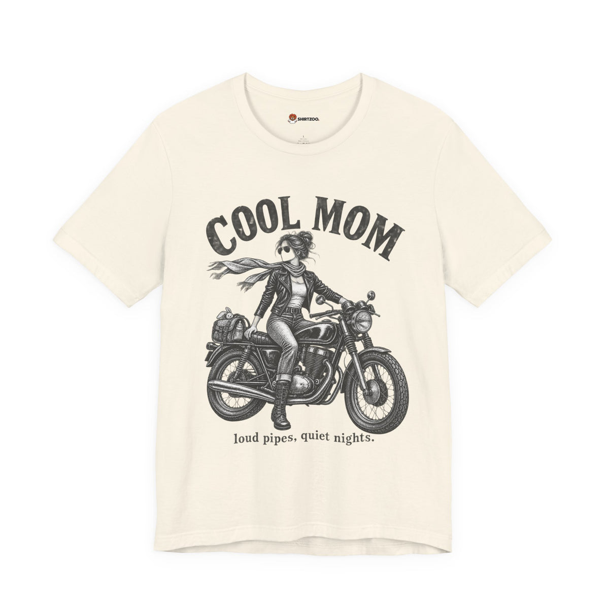 Cool Mom Motorcycle T-Shirt — 'loud pipes, quiet nights.' Biker Mom Tee