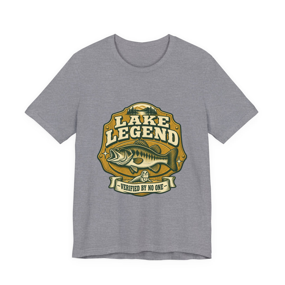 Lake Legend Fishing T-Shirt — Vintage Bass and “Verified by No One” Lake Life Tee