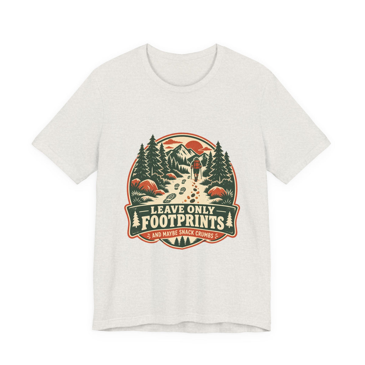 Leave Only Footprints T-Shirt — Funny Hiking Trail Snack Crumbs Vintage Mountain Tee
