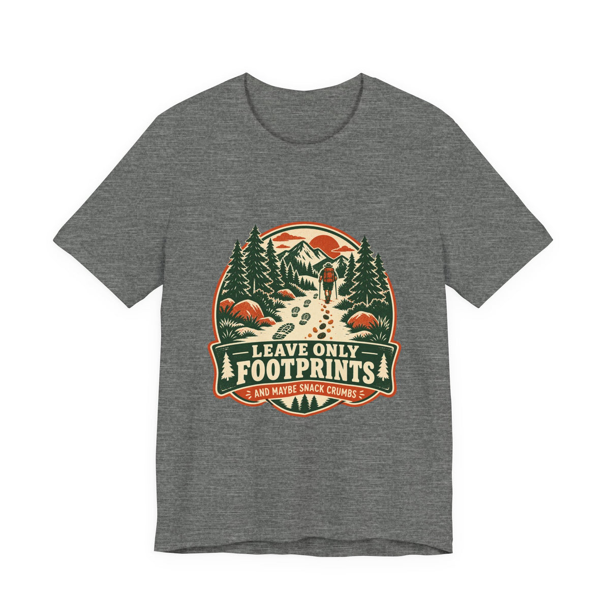 Leave Only Footprints T-Shirt — Funny Hiking Trail Snack Crumbs Vintage Mountain Tee
