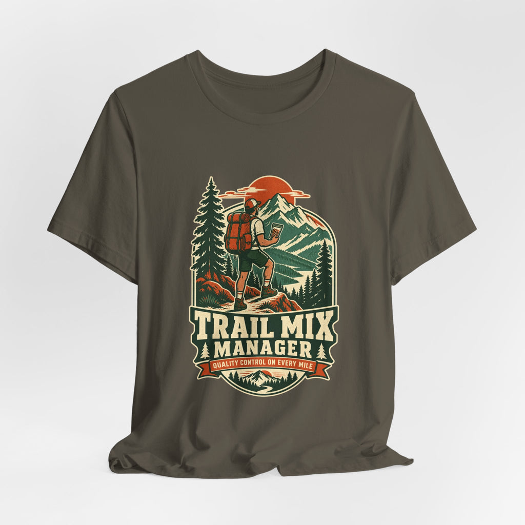 Trail Mix Manager T-Shirt — Quality Control on Every Mile Vintage Hiking Tee