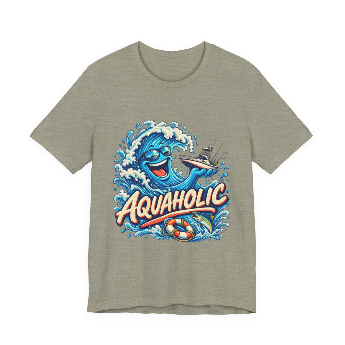 Aquaholic T-Shirt, Vintage Ocean Wave Humor Tee for Boating and Fishing Fans