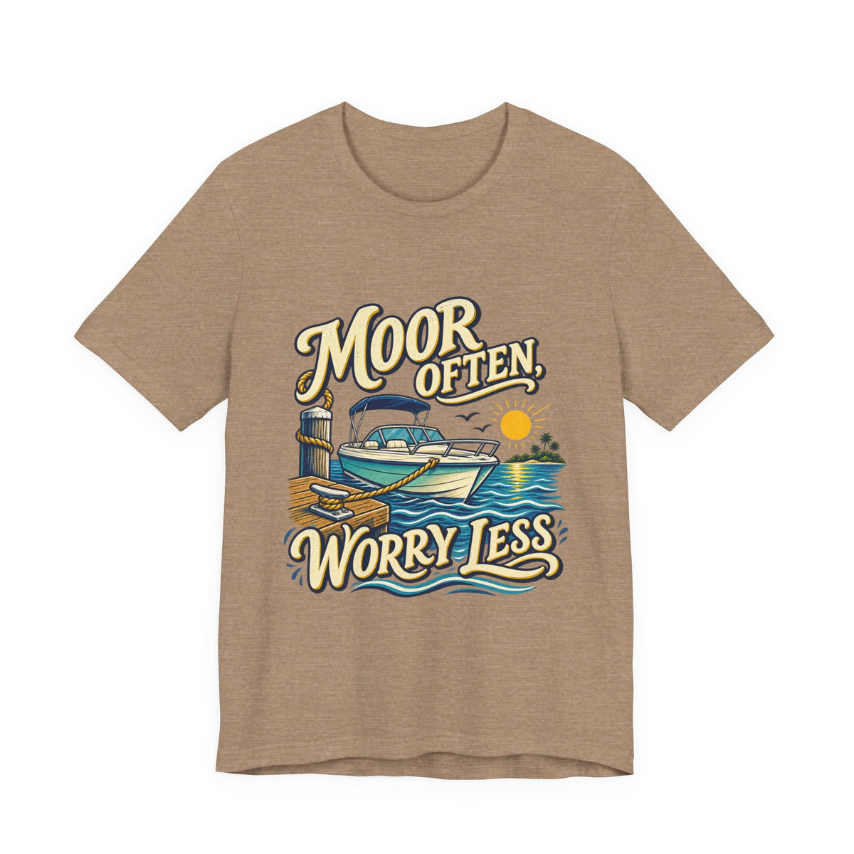 Moor Often Worry Less Boat T-Shirt — Vintage Boating and Lake Life Humor Tee