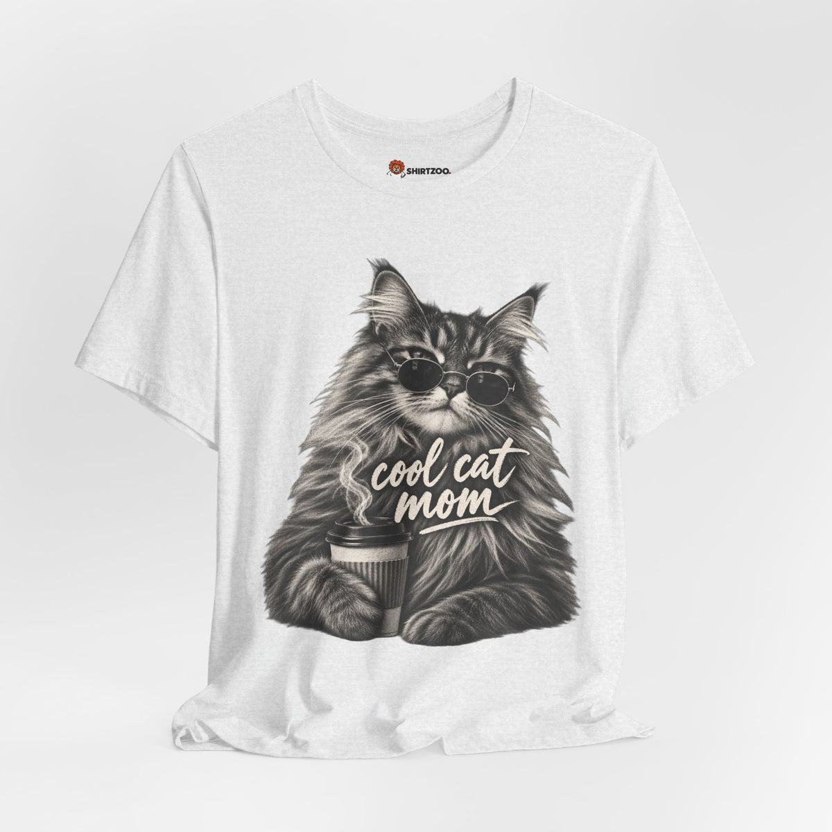 Cool Cat Mom T-Shirt — Cute Coffee Cat Graphic Tee for Cat Moms