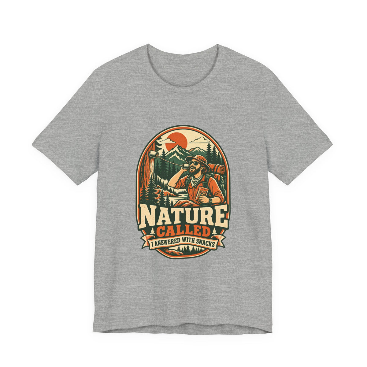 Nature Called, I Answered With Snacks T-Shirt — Funny Hiking & Camping Vintage Outdoors Tee