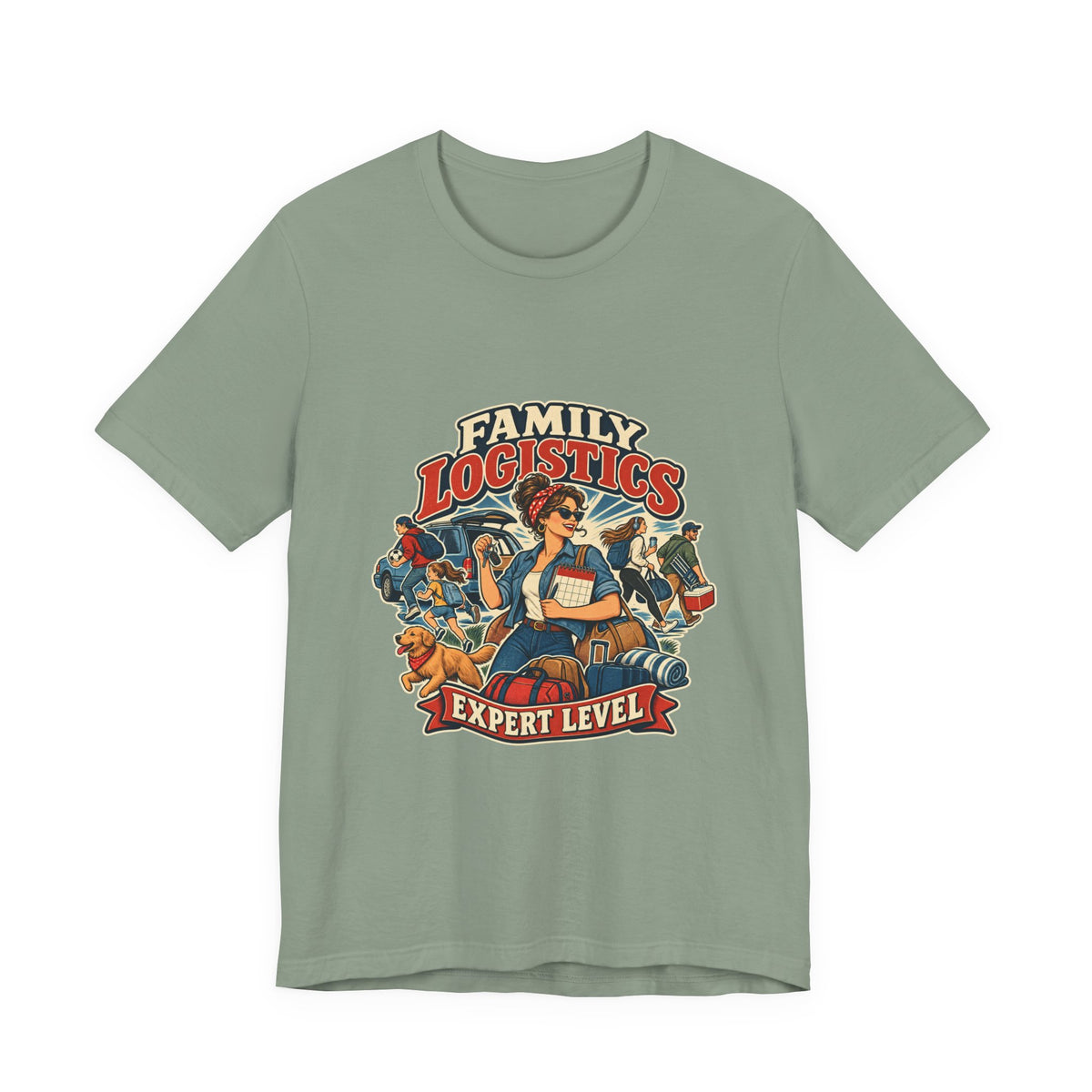 Family Logistics Expert Level T-Shirt — Vintage Mom Life and Family Organizer Tee