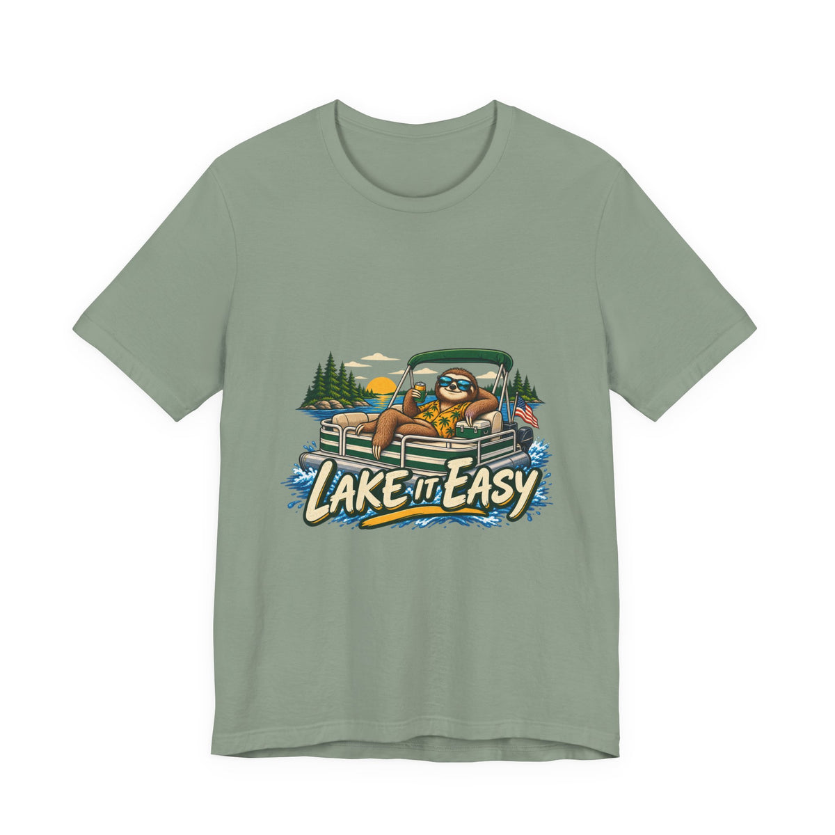 Lake It Easy Sloth Pontoon Boat T-Shirt — Vintage Summer Lake Life Humor Tee