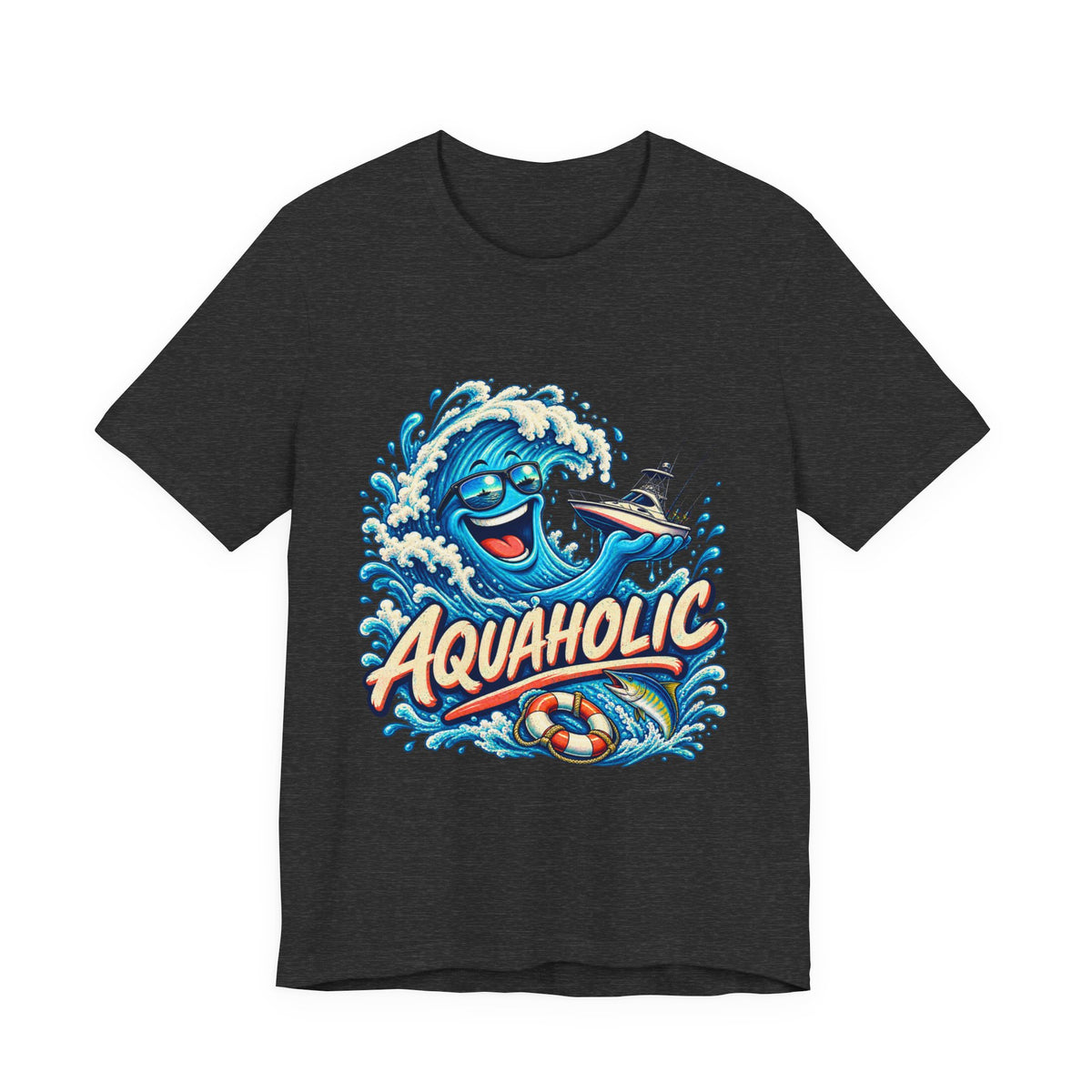 Aquaholic T-Shirt, Vintage Ocean Wave Humor Tee for Boating and Fishing Fans