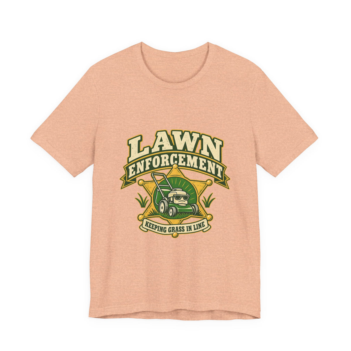 Lawn Enforcement Mower T-Shirt — Keeping Grass in Line Vintage Lawn Care Tee