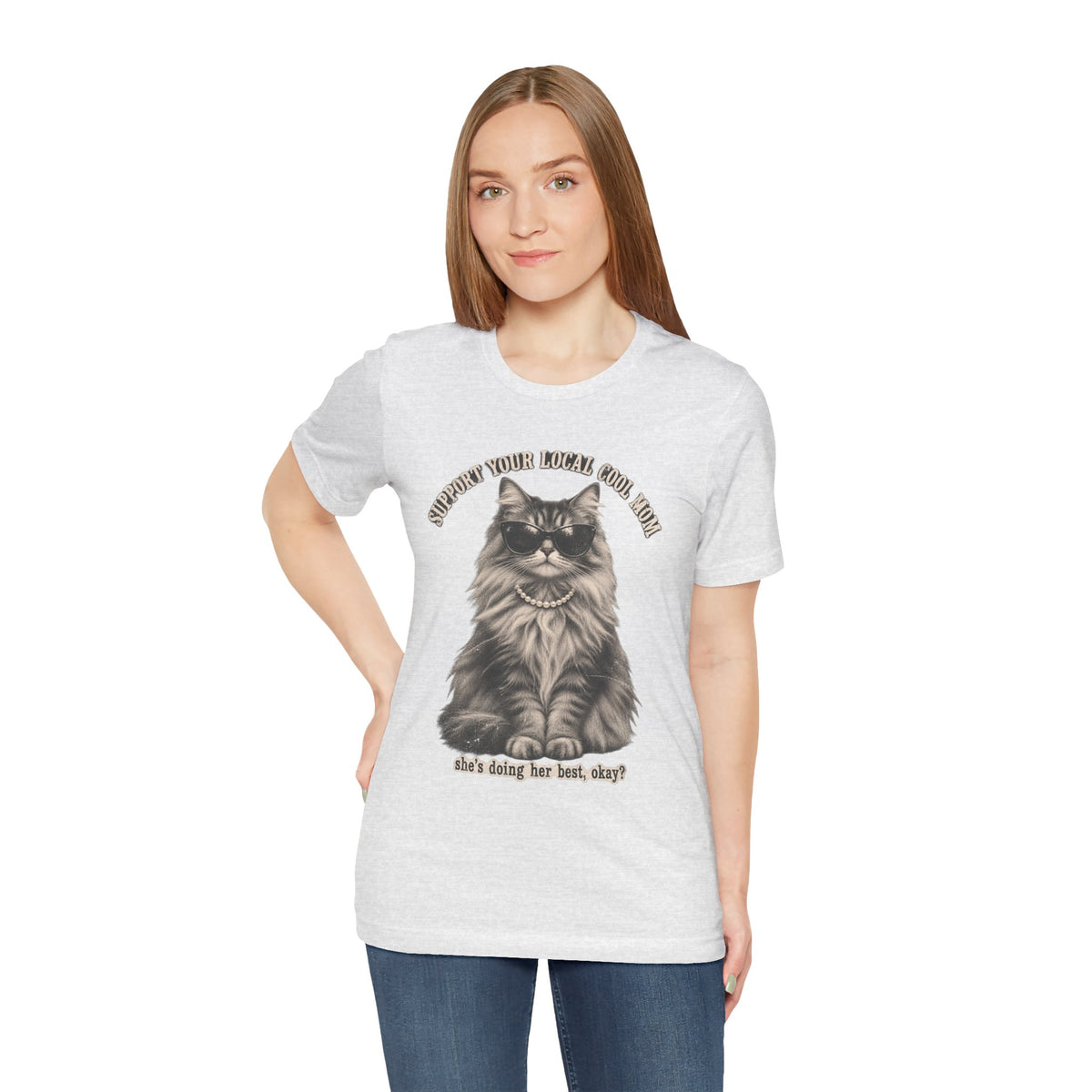 Cat T-Shirt — "Support Your Woman, Your Mom, Your Doge" Cute Vintage Cat Graphic Tee