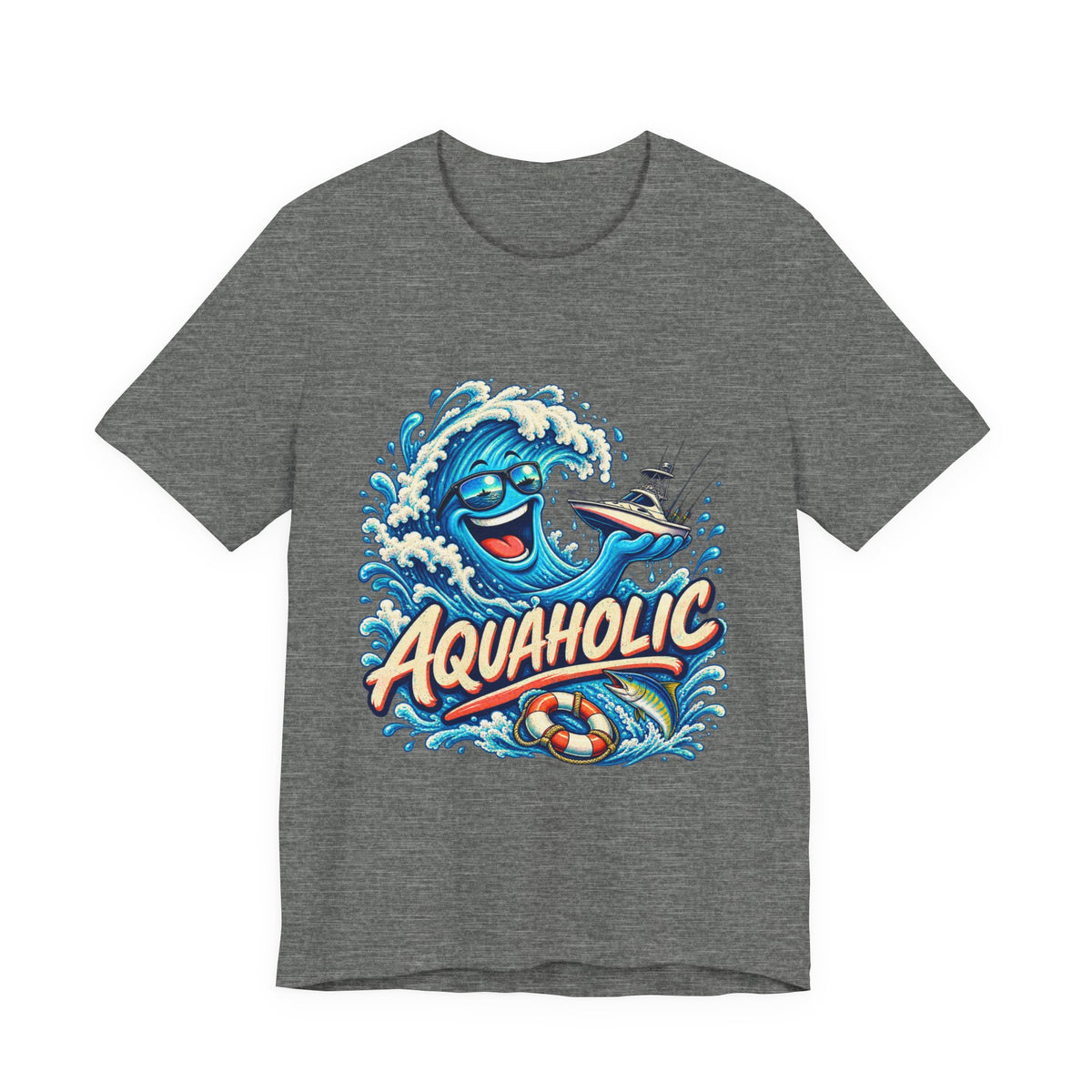 Aquaholic T-Shirt, Vintage Ocean Wave Humor Tee for Boating and Fishing Fans