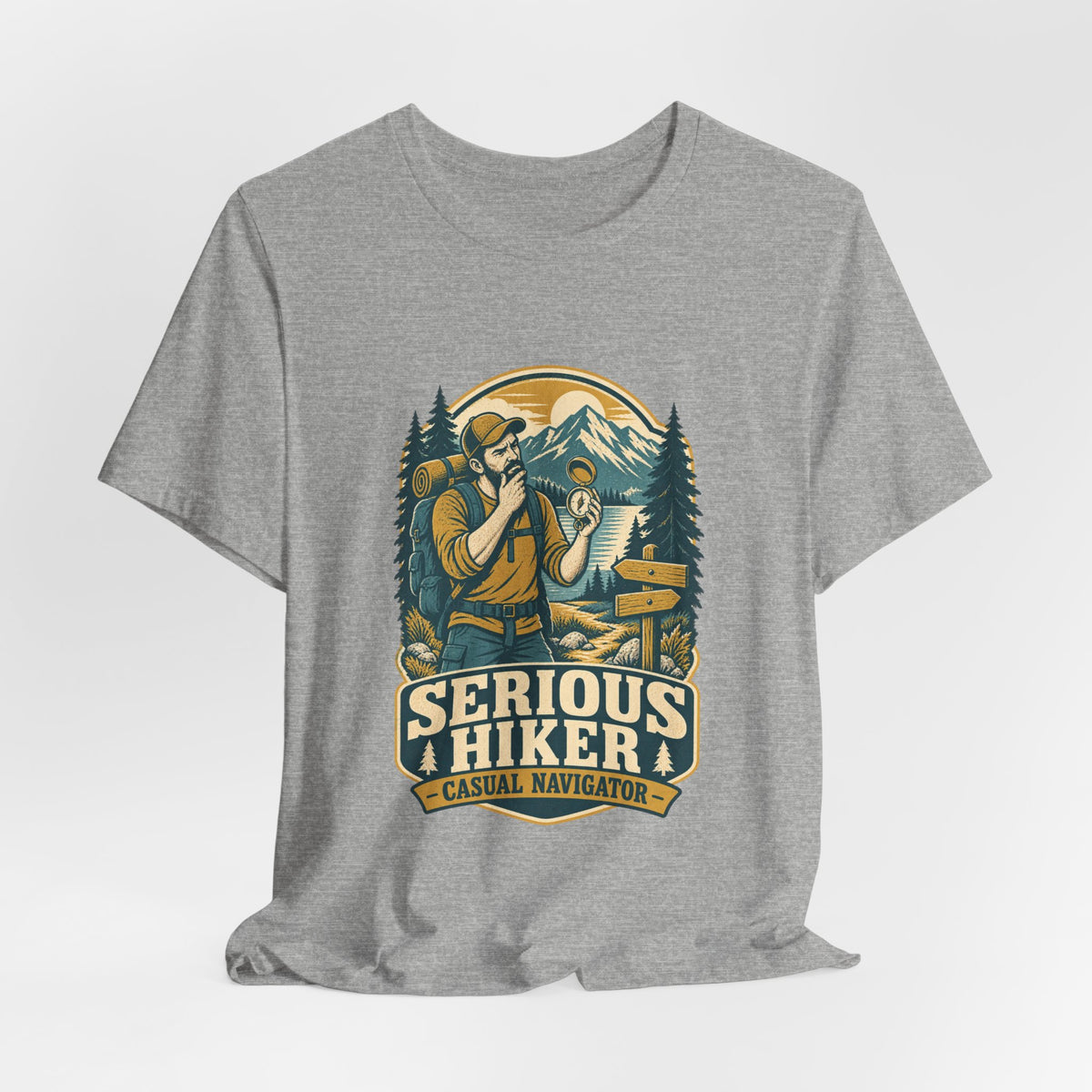 Serious Hiker T-Shirt — Casual Navigator Vintage Hiking Compass Mountain Tee
