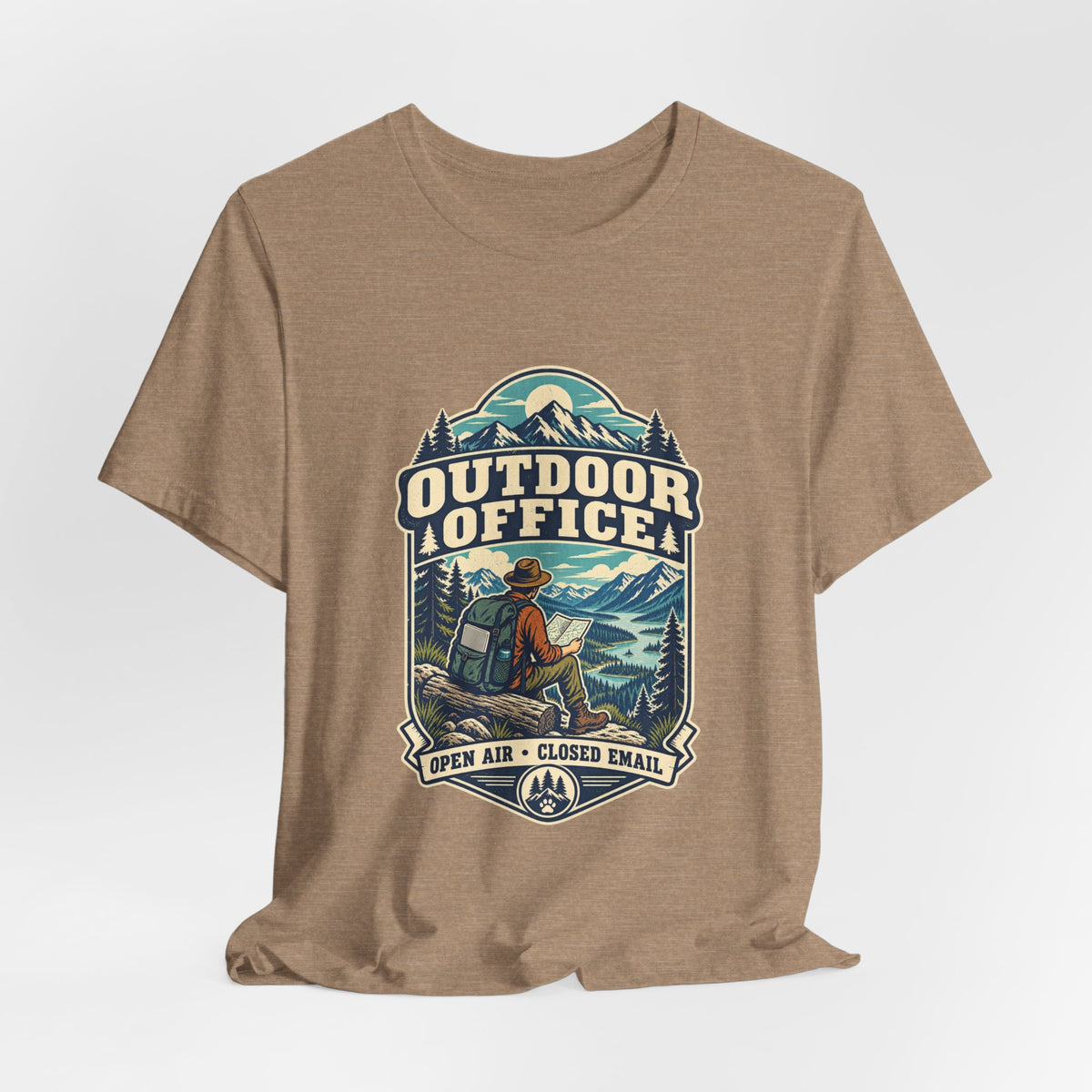 Outdoor Office T-Shirt — Open Air Closed Email Vintage Hiking and Mountain Adventure Tee